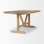 Scandinavian Solid Mango Wood Oval Dining Table, T-Shaped Legs, Seats 8, 84"L