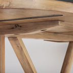 Scandinavian Solid Mango Wood Oval Dining Table, T-Shaped Legs, Seats 8, 84"L