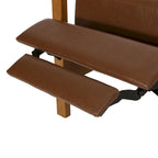 Mid-Century Modern Push-Back Recliner Chair, Channel Stitch, Rubberwood Frame