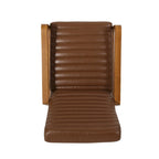 Mid-Century Modern Push-Back Recliner Chair, Channel Stitch, Rubberwood Frame