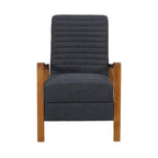 Mid-Century Modern Push-Back Recliner Chair, Channel Stitch, Rubberwood Frame