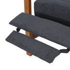 Mid-Century Modern Push-Back Recliner Chair, Channel Stitch, Rubberwood Frame