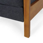 Mid-Century Modern Push-Back Recliner Chair, Channel Stitch, Rubberwood Frame