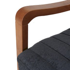 Mid-Century Modern Push-Back Recliner Chair, Channel Stitch, Rubberwood Frame