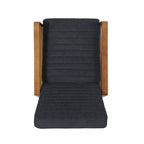 Mid-Century Modern Push-Back Recliner Chair, Channel Stitch, Rubberwood Frame