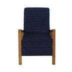 Mid-Century Modern Push-Back Recliner Chair, Channel Stitch, Rubberwood Frame