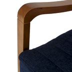 Mid-Century Modern Push-Back Recliner Chair, Channel Stitch, Rubberwood Frame