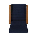 Mid-Century Modern Push-Back Recliner Chair, Channel Stitch, Rubberwood Frame