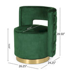 Modern Glam Round Open Back Velvet Swivel Club Chair with Copper Base