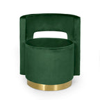 Modern Glam Round Open Back Velvet Swivel Club Chair with Copper Base