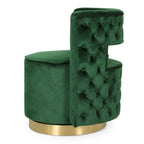 Modern Glam Round Open Back Velvet Swivel Club Chair with Copper Base