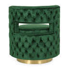 Modern Glam Round Open Back Velvet Swivel Club Chair with Copper Base