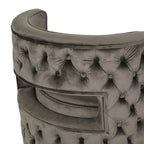 Modern Glam Round Open Back Velvet Swivel Club Chair with Copper Base