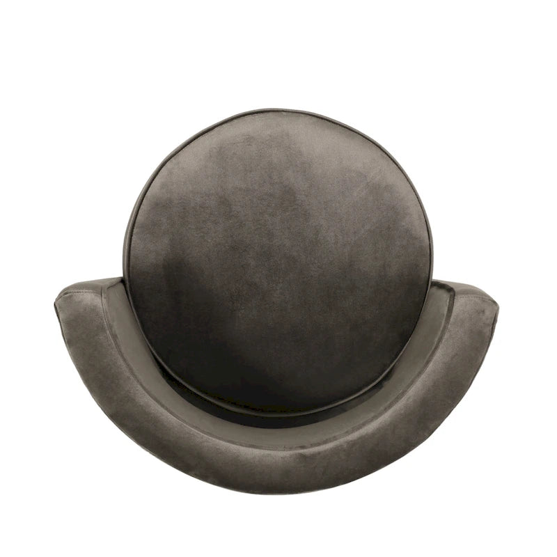 Modern Glam Round Open Back Velvet Swivel Club Chair with Copper Base
