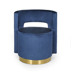 Modern Glam Round Open Back Velvet Swivel Club Chair with Copper Base