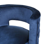 Modern Glam Round Open Back Velvet Swivel Club Chair with Copper Base