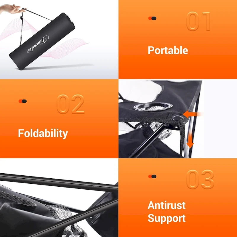 Portable Folding Camping Table, Double Deck, 4 Cup Holders & Carry Bag, Picnic & Beach