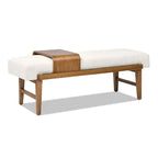52" Boucle Faux Sherpa Upholstered Telephone Bench with Sliding Shelf
