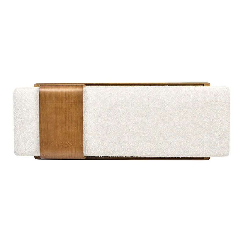 52" Boucle Faux Sherpa Upholstered Telephone Bench with Sliding Shelf