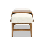 52" Boucle Faux Sherpa Upholstered Telephone Bench with Sliding Shelf