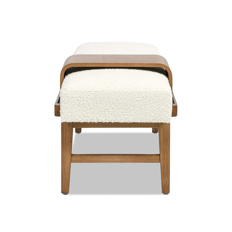 52" Boucle Faux Sherpa Upholstered Telephone Bench with Sliding Shelf