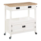 Farmhouse Kitchen Cart with Wood Top, 2 Drawers & Storage Compartments, 34.75"W