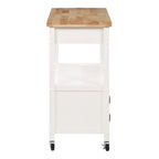 Farmhouse Kitchen Cart with Wood Top, 2 Drawers & Storage Compartments, 34.75"W