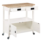 Farmhouse Kitchen Cart with Wood Top, 2 Drawers & Storage Compartments, 34.75"W