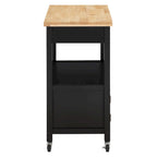 Farmhouse Kitchen Cart with Wood Top, 2 Drawers & Storage Compartments, 34.75"W