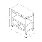 Farmhouse Kitchen Cart with Wood Top, 2 Drawers & Storage Compartments, 34.75"W