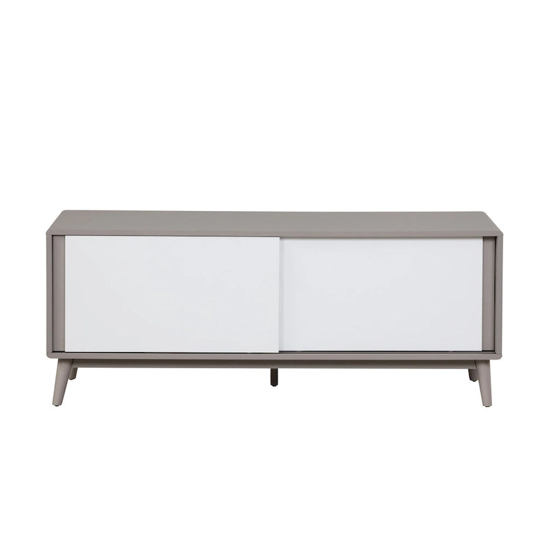 Mid-Century Modern TV Stand, Sliding Doors & Cable Management, Fits 65" TV, 58"W