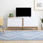 Mid-Century Modern TV Stand, Sliding Doors & Cable Management, Fits 65" TV, 58"W