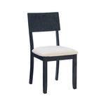 Boho Farmhouse Dining Side Chair, Solid Acacia Wood, Padded Seat, Set of 2