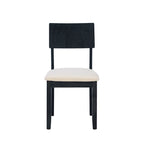 Boho Farmhouse Dining Side Chair, Solid Acacia Wood, Padded Seat, Set of 2