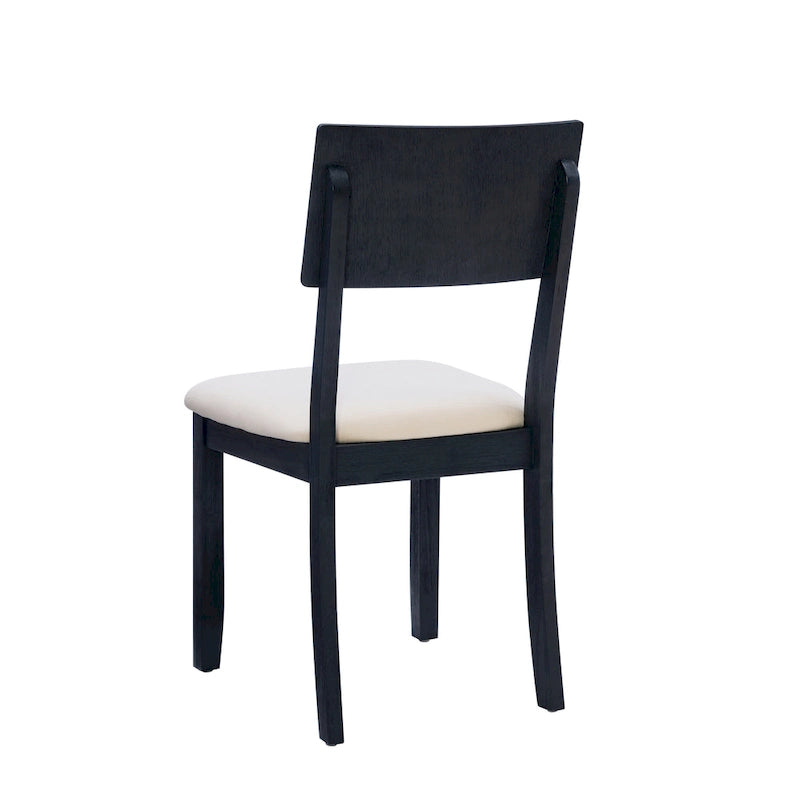 Boho Farmhouse Dining Side Chair, Solid Acacia Wood, Padded Seat, Set of 2
