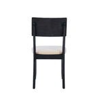 Boho Farmhouse Dining Side Chair, Solid Acacia Wood, Padded Seat, Set of 2