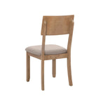 Boho Farmhouse Dining Side Chair, Solid Acacia Wood, Padded Seat, Set of 2