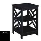 Table d'appoint transitoire en MDF avec 3 étagères, motif de panneau géométrique, 40 cm