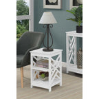 Table d'appoint transitoire en MDF avec 3 étagères, motif de panneau géométrique, 40 cm