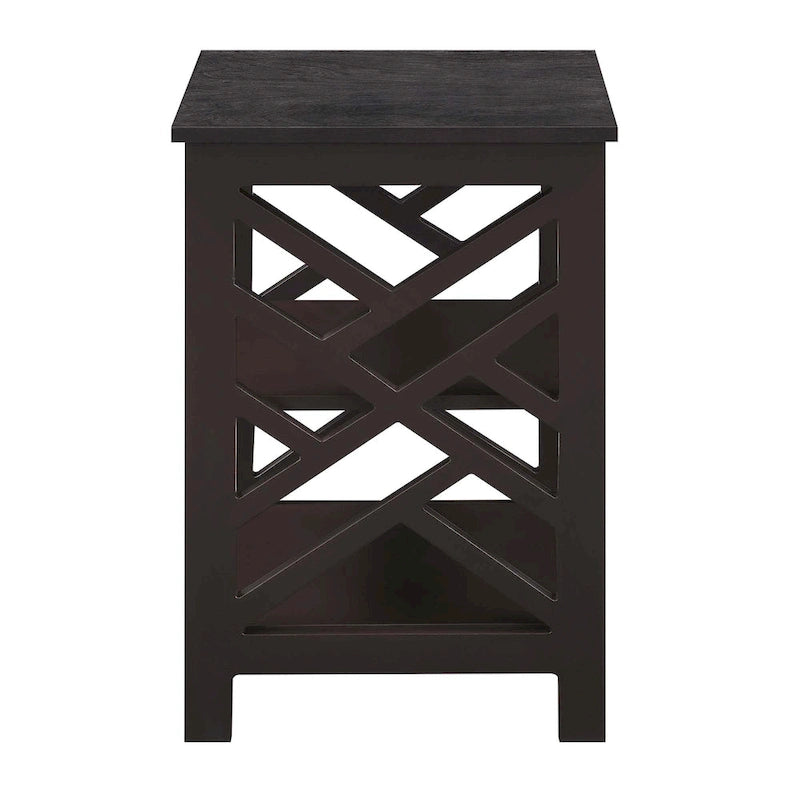 Table d'appoint transitoire en MDF avec 3 étagères, motif de panneau géométrique, 40 cm