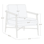 Mid-Century Modern Accent Chair, Matte Black Metal Frame & Wood Armrests, 350 lbs