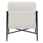 Mid-Century Modern Accent Chair, Matte Black Metal Frame & Wood Armrests, 350 lbs