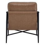 Mid-Century Modern Accent Chair, Matte Black Metal Frame & Wood Armrests, 350 lbs