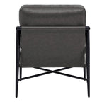 Mid-Century Modern Accent Chair, Matte Black Metal Frame & Wood Armrests, 350 lbs