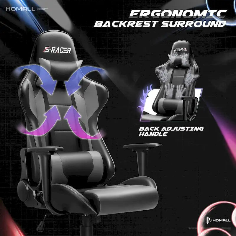 Ergonomic Faux Leather Adjustable Swivel Office & Gaming Chair