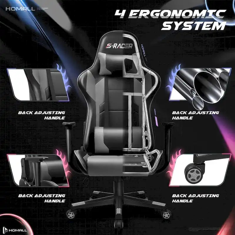 Ergonomic Faux Leather Adjustable Swivel Office & Gaming Chair