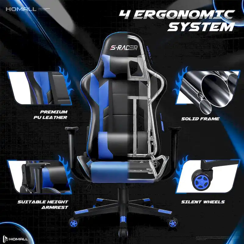 Ergonomic Faux Leather Adjustable Swivel Office & Gaming Chair