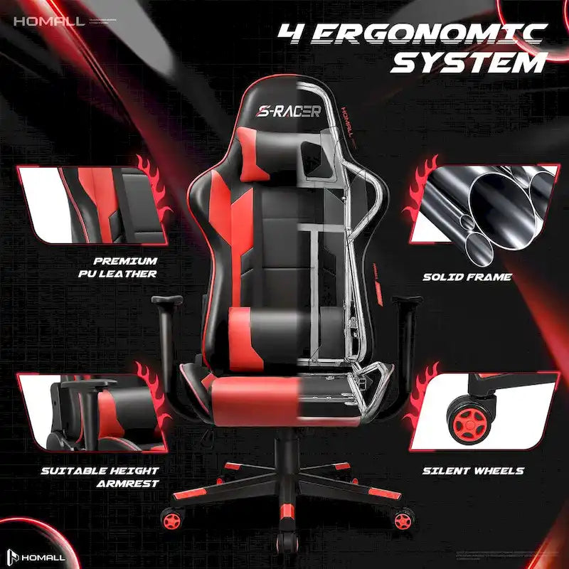 Ergonomic Faux Leather Adjustable Swivel Office & Gaming Chair