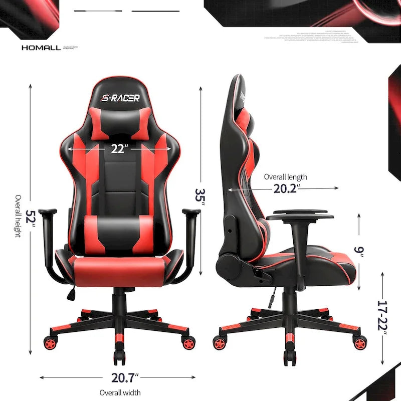 Ergonomic Faux Leather Adjustable Swivel Office & Gaming Chair