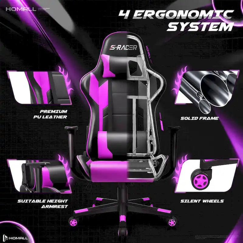 Ergonomic Faux Leather Adjustable Swivel Office & Gaming Chair
